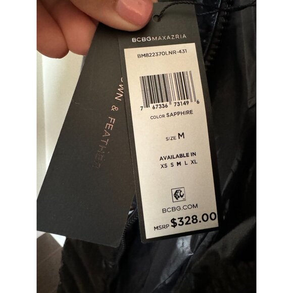 BCBG MAX AZRIA METALLIC SAPPHIRE DOWN COAT Size M, NWT - Picture 12 of 12